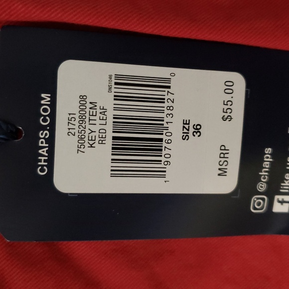 Chaps Ralph Lauren Flat Front 9" Chino Shorts Men Size: 36 Color: Red Cotton NWT - Picture 12 of 14